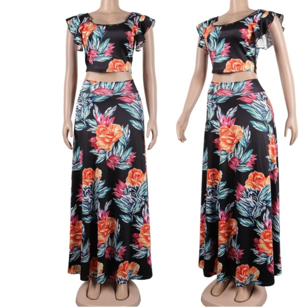 Great Condition - 2 Piece Ruffle Floral Tank Top & Skirt Set